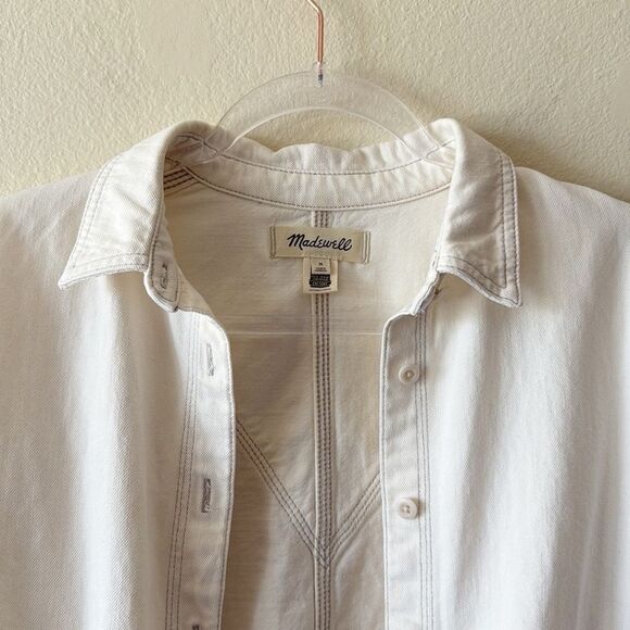 Madewell Denim Pleated Cropped Button Up Shirt Jacket - Picture 6 of 15